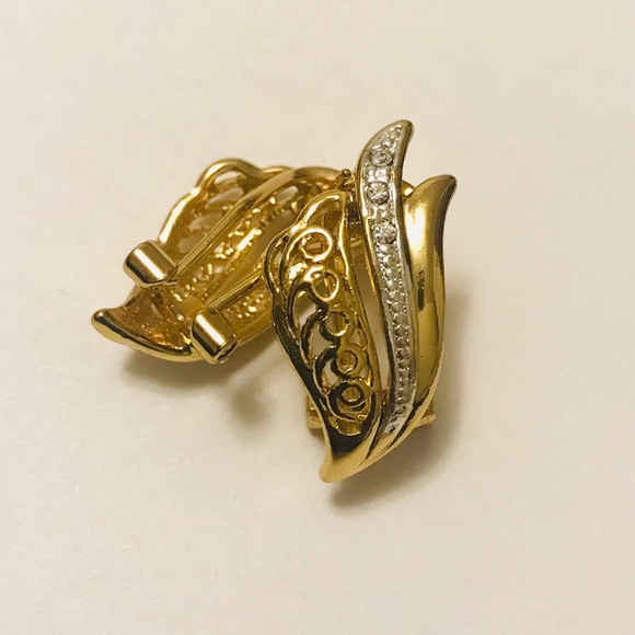 Gold Plated Earrings with Rhinestone - Picture 4 of 6